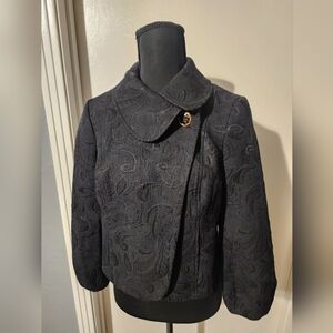 Cropped, black pea coat. Size Medium